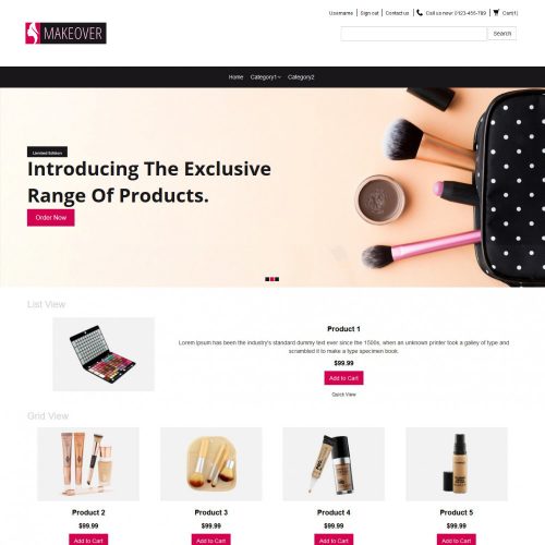 Makeover Makeup Accessories OpenCart Theme