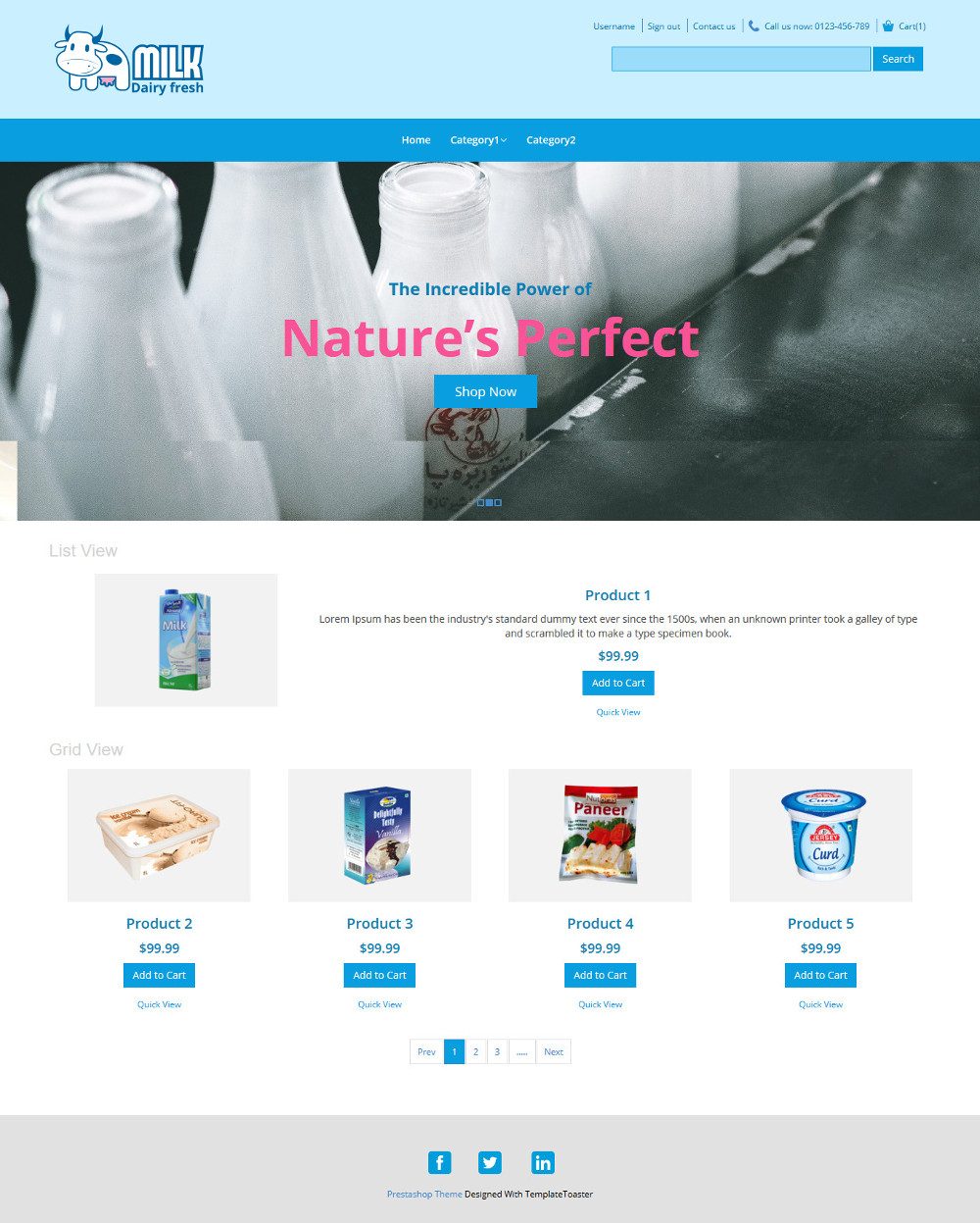 Milk Dairy Fresh Dairy Products OpenCart Theme