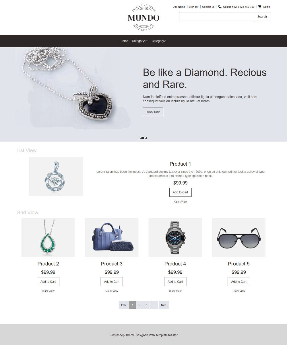 Mundo Fashion Accessories Virtuemart Template