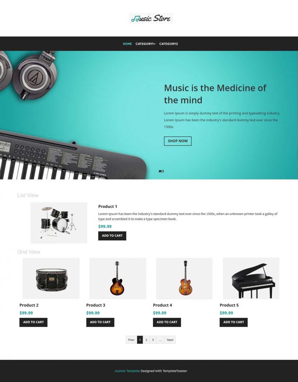 Music Instruments Store virtuemart template