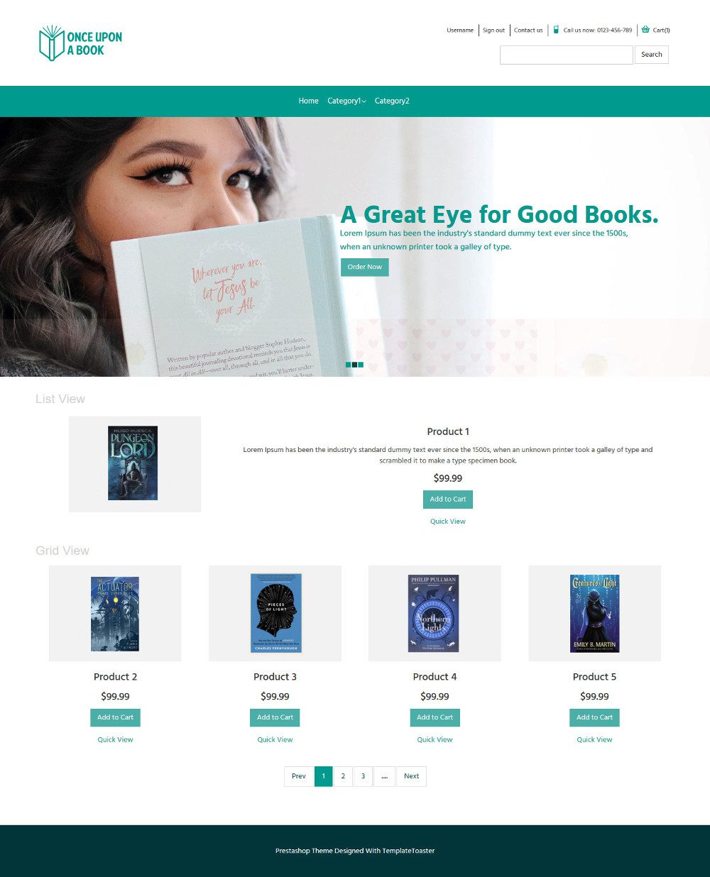 Once Upon a Book Online Book Store Virtuemart Template