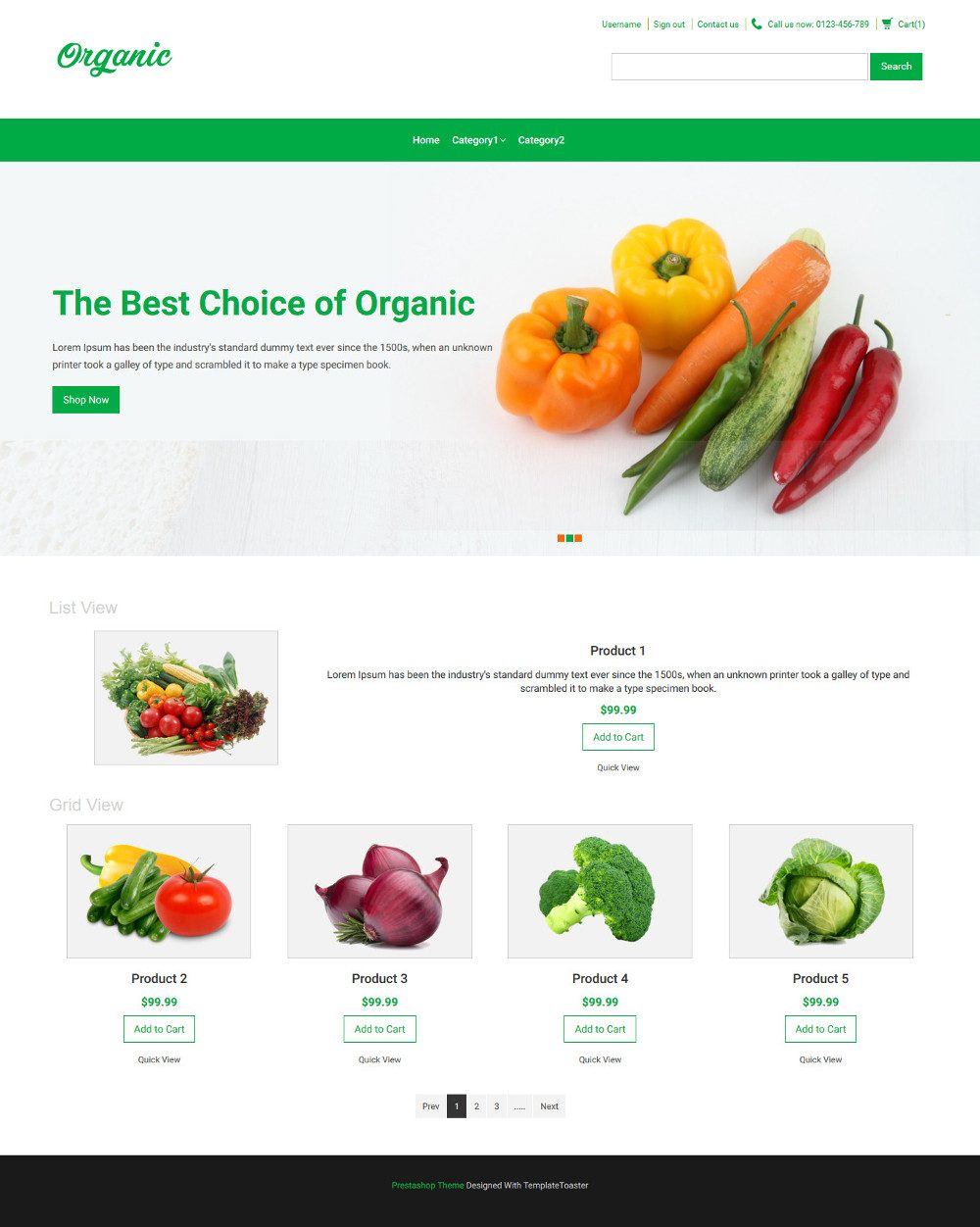 Organic Food Virtuemart Template