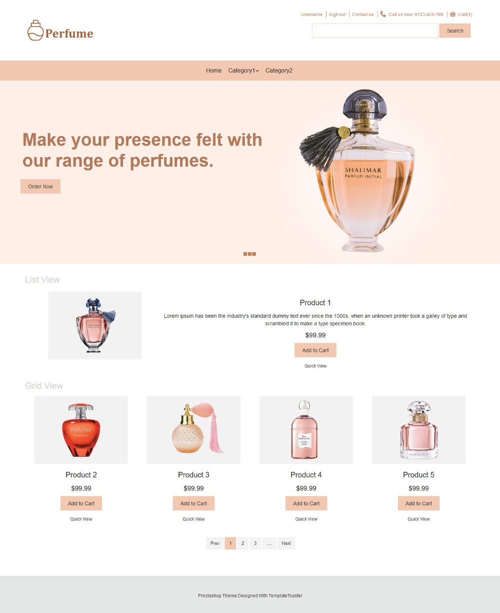 Perfume Online Store Virtuemart Template