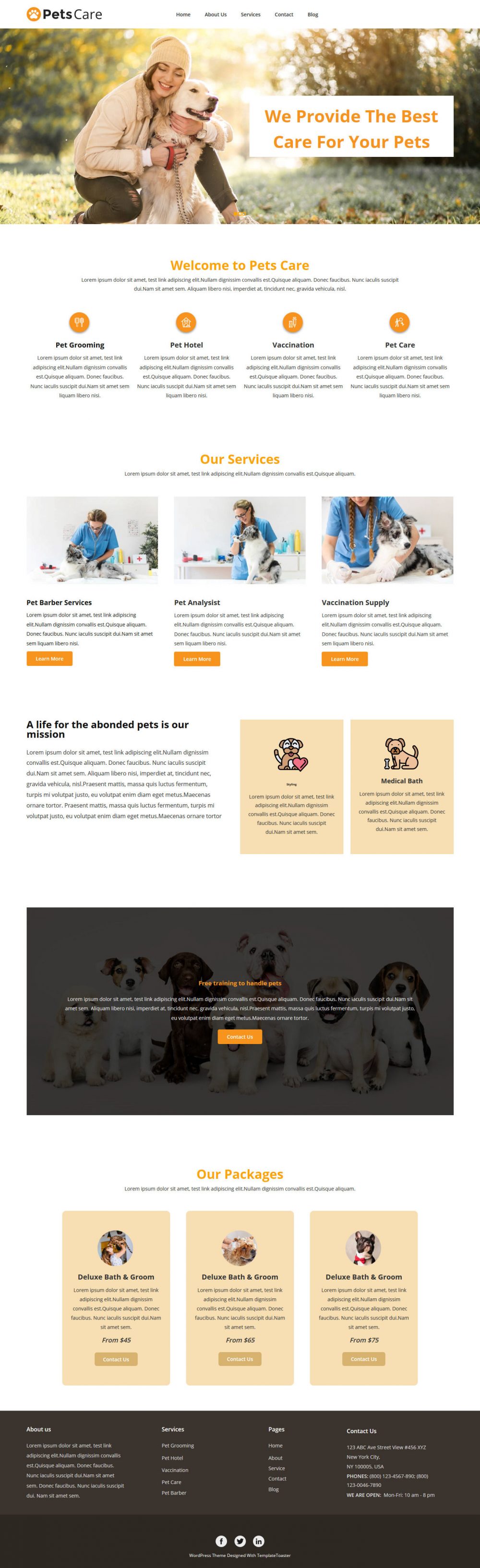 Pets Care Grooming WordPress Theme