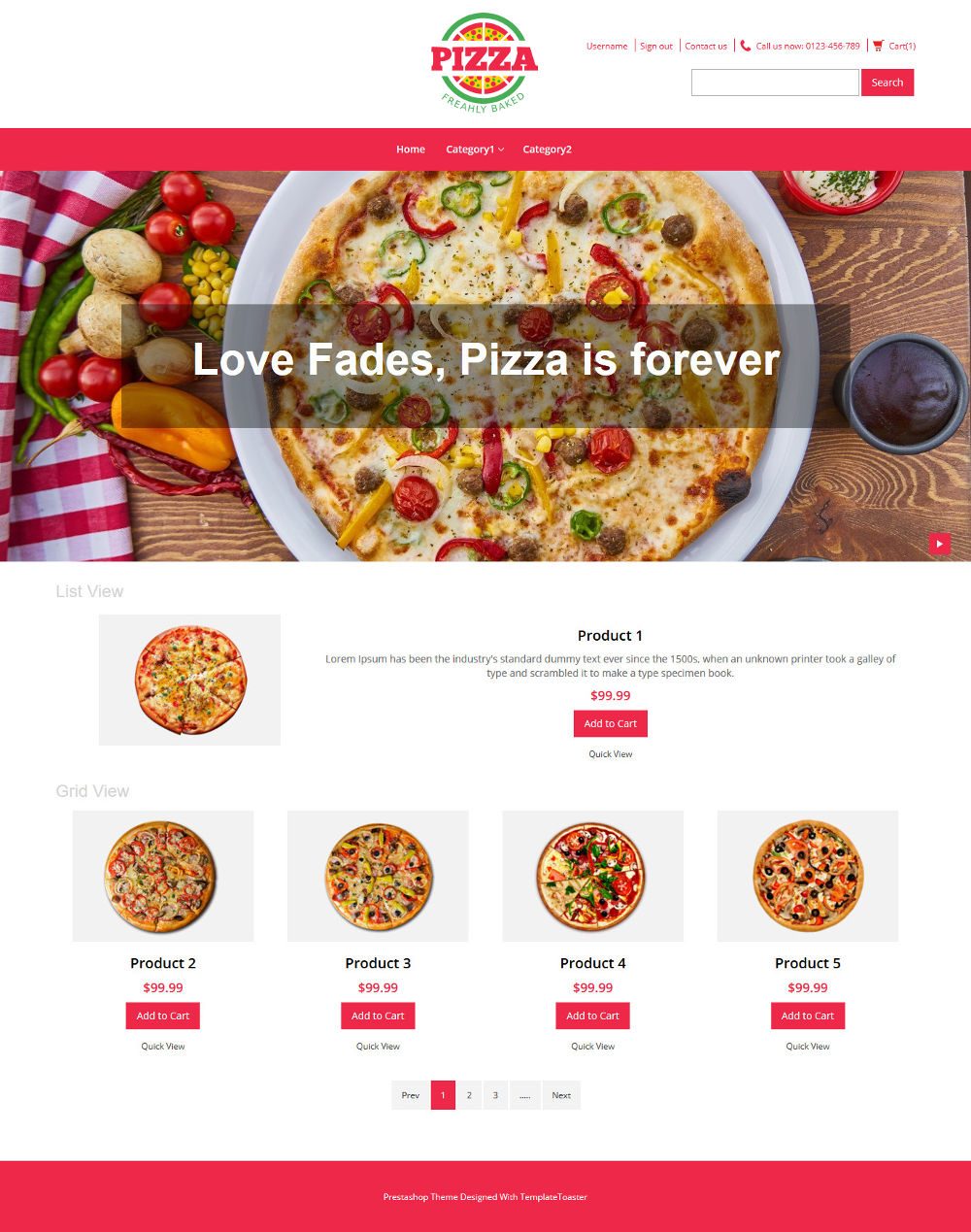 Pizza Online Store OpenCart Theme