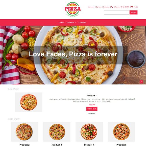 Pizza Online Store OpenCart Theme
