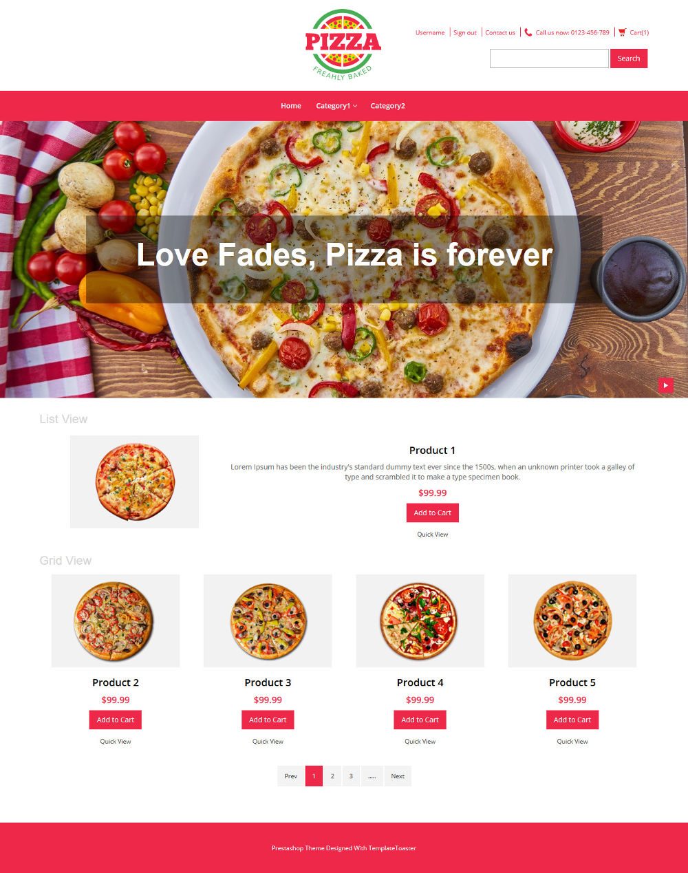 Pizza Online Store Virtuemart Template