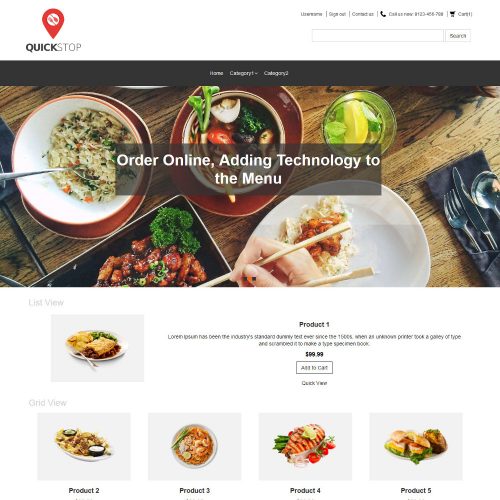 Quick Stop Online Restaurant OpenCart Theme