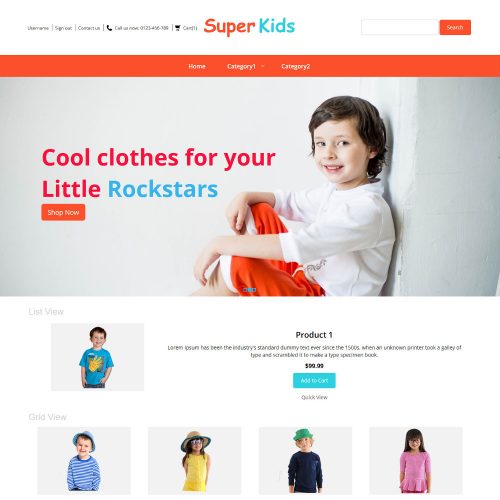 Super Kids Clothing OpenCart Theme