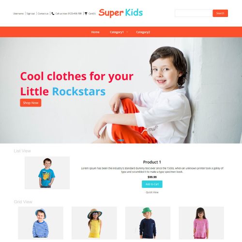 Super Kids Clothing Virtuemart Template