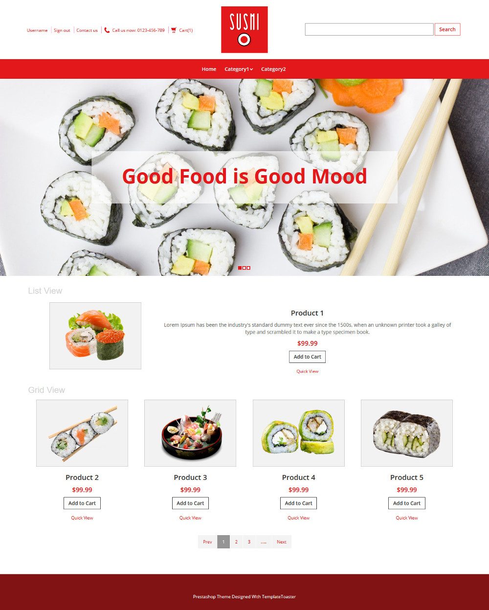 Sushi Foods Virtuemart Template