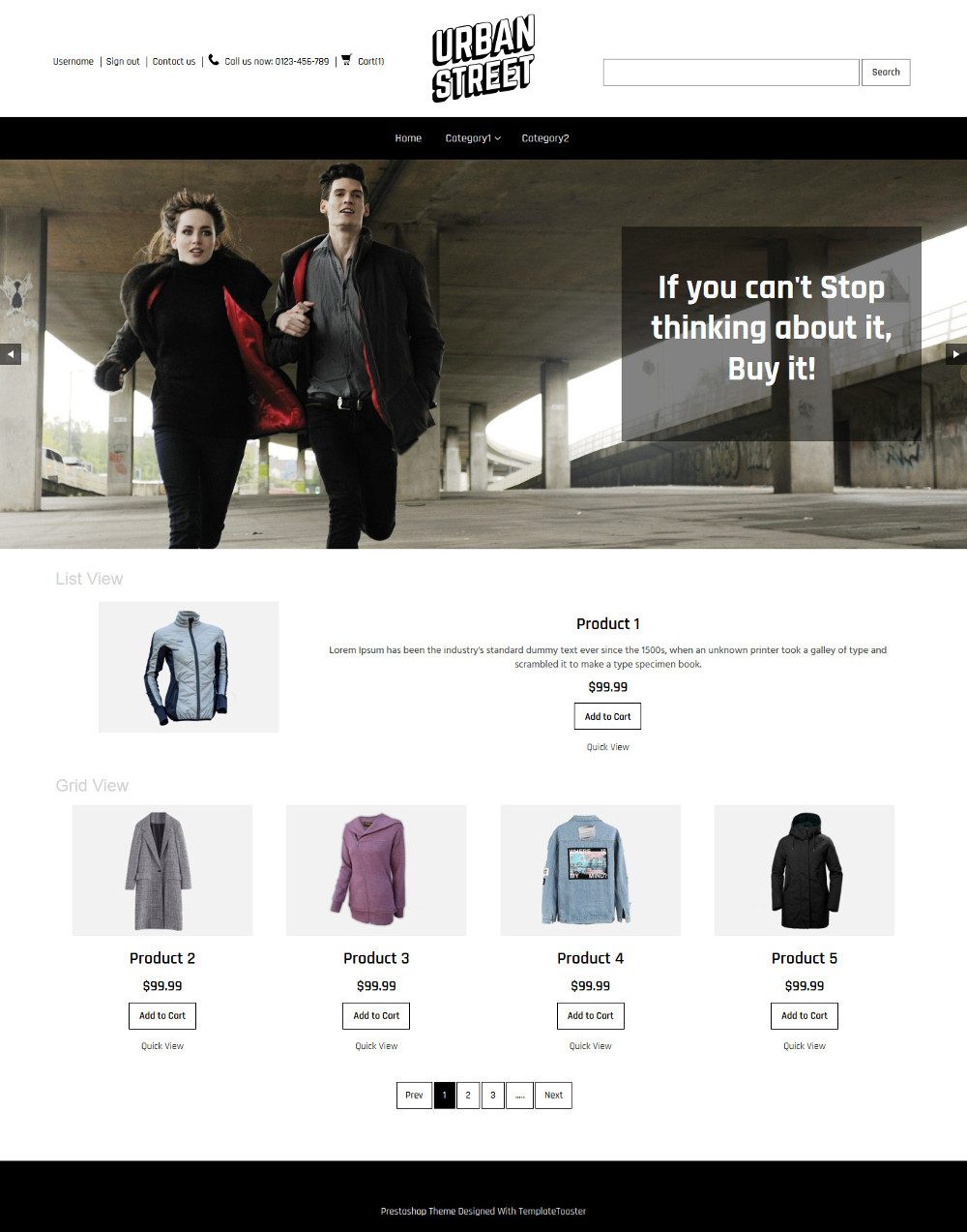 Urban Street Clothing Store OpenCart Theme TemplateToaster