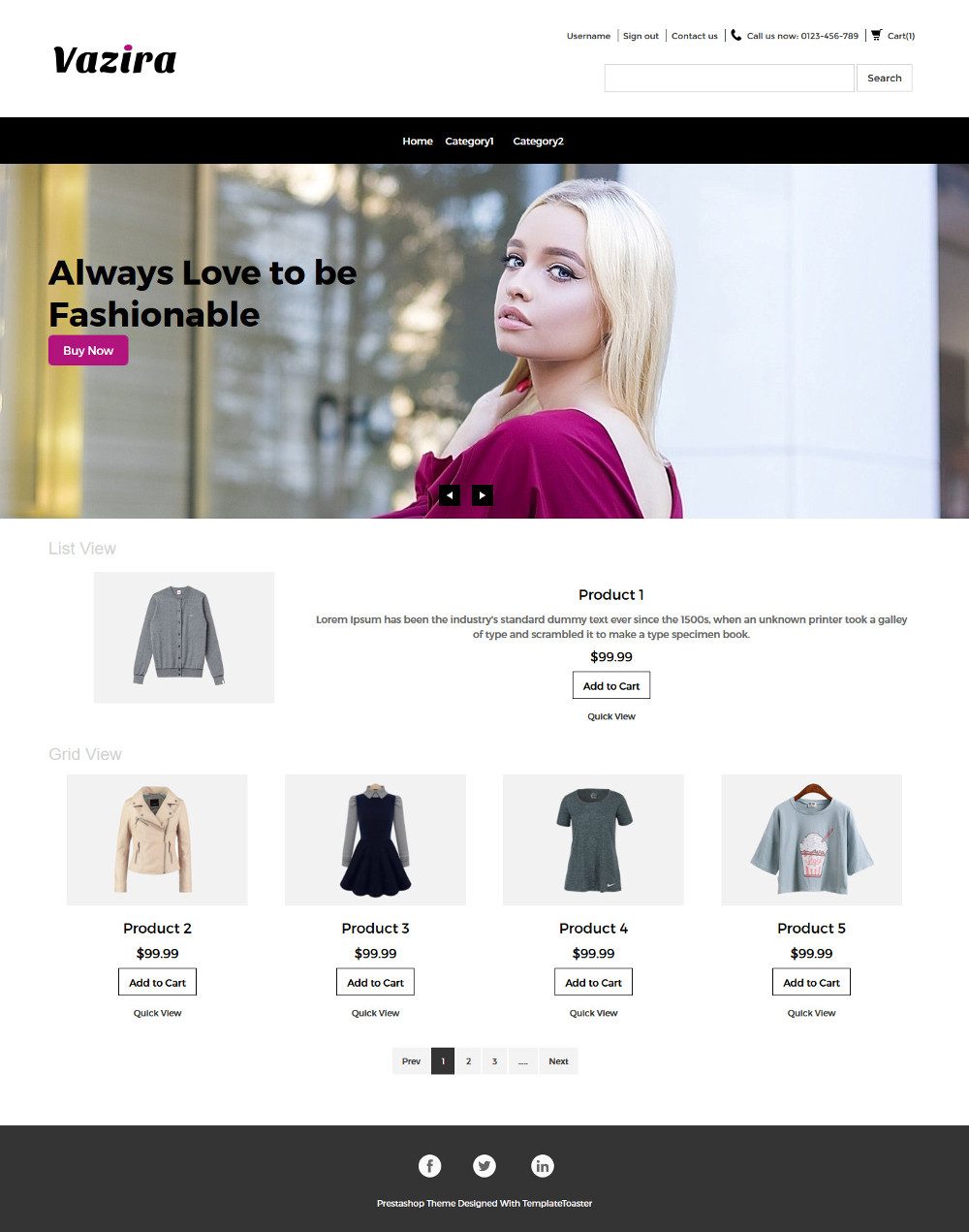 Vazira Fashion Clothes and Accessories OpenCart Theme