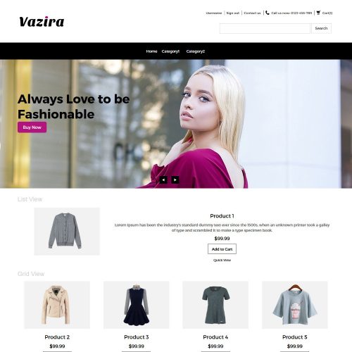 Vazira Fashion Clothes and Accessories OpenCart Theme