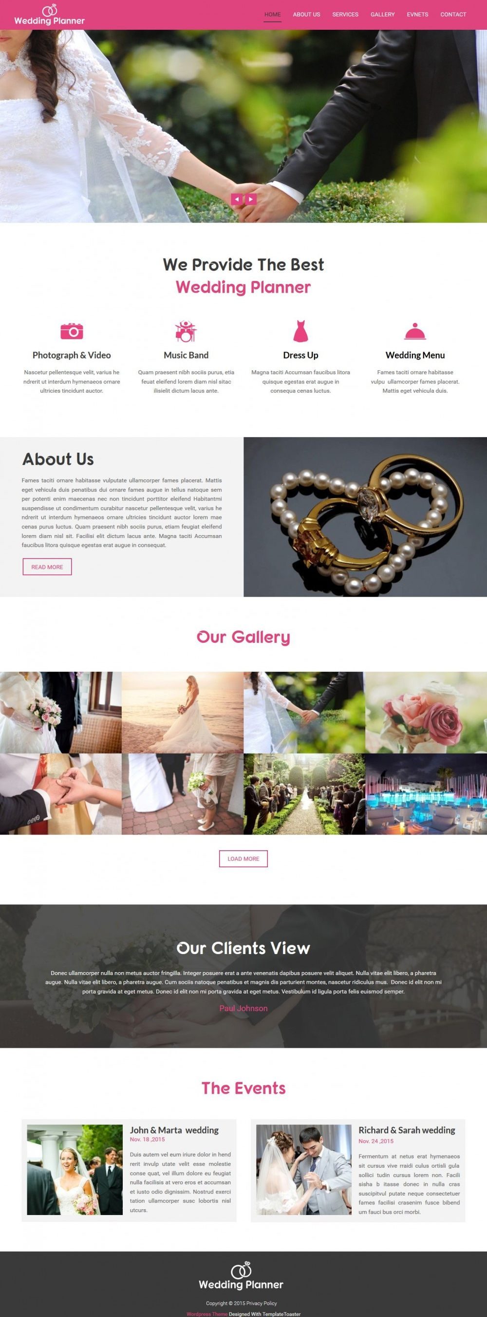 Wedding Planner and Wedding Organizer HTML Template