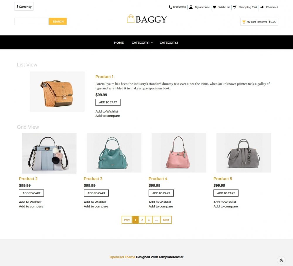 Baggy - Bag shop OpenCart Theme