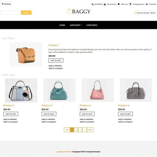 Baggy - Bag shop OpenCart Theme