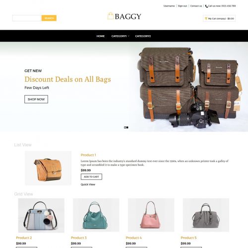 baggy bag shop virtuemart template