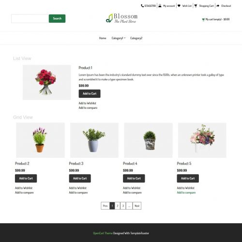 blossom plant store opencart theme