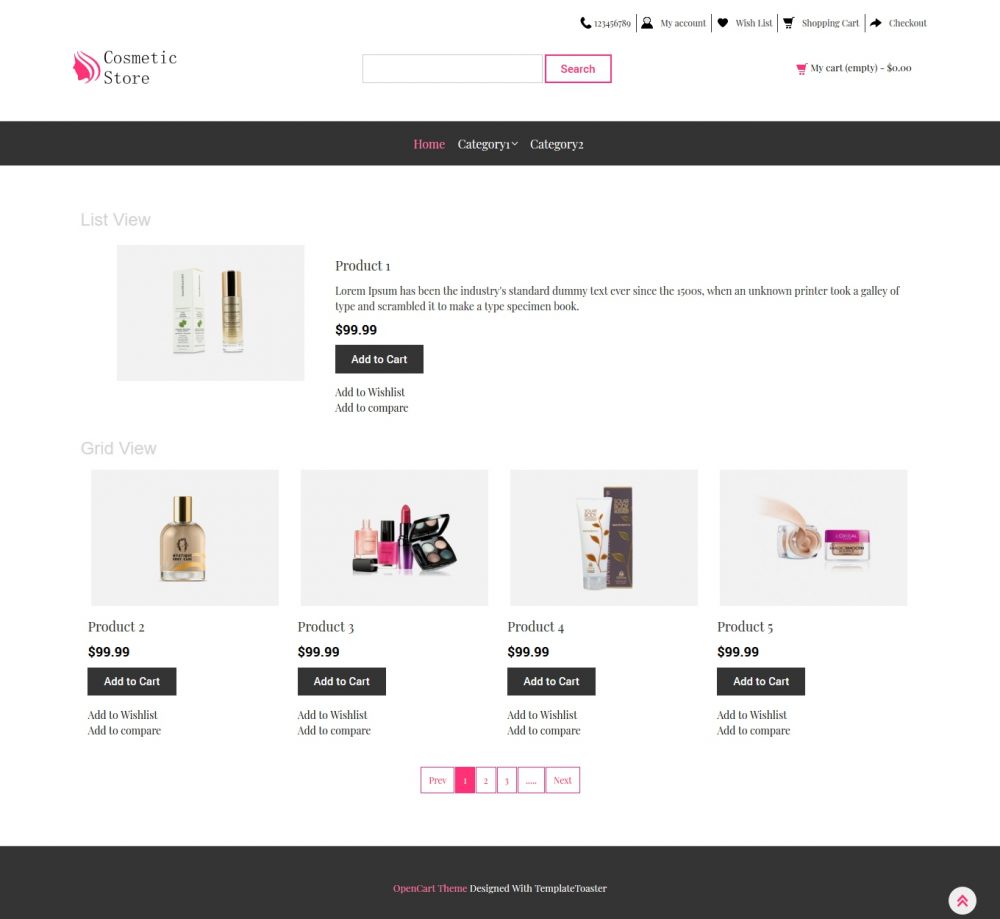 Cosmetic Store Opencart Theme
