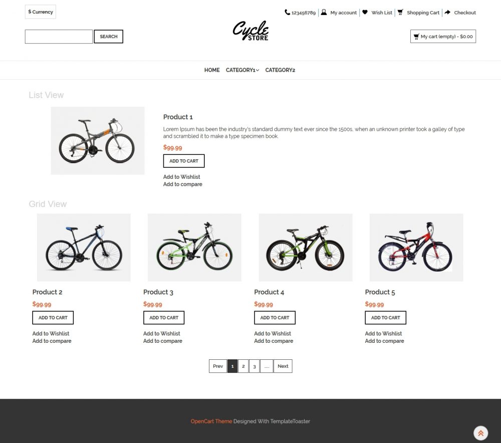 Cycle Store Opencart Theme