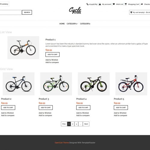 Cycle Store Opencart Theme