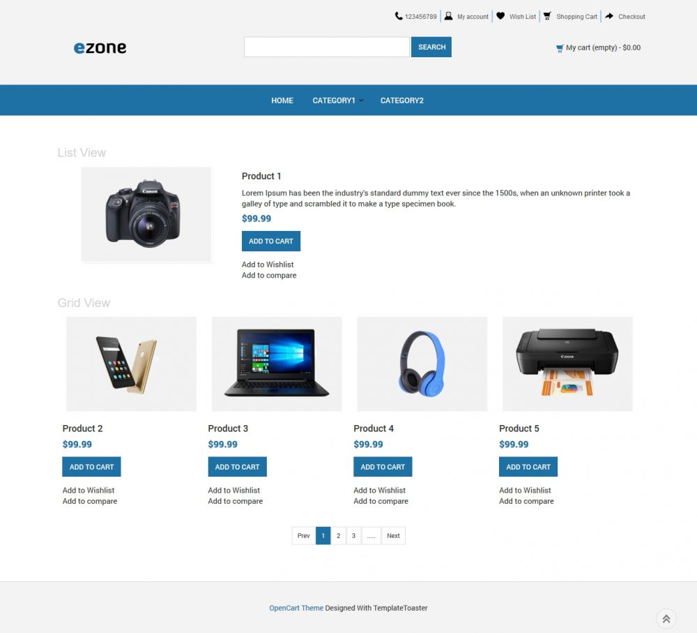 electronic store opencart theme