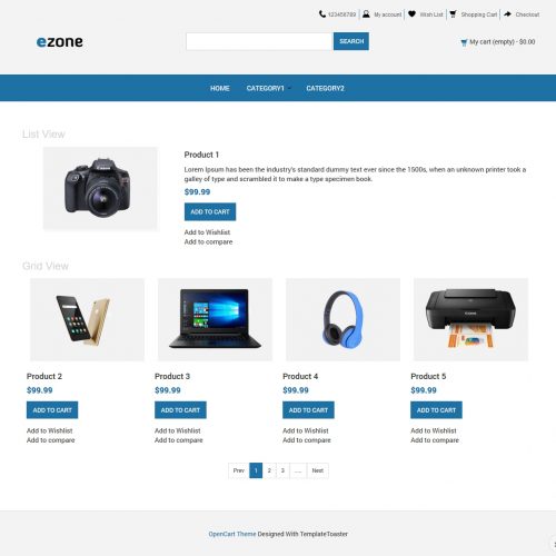 electronic store opencart theme