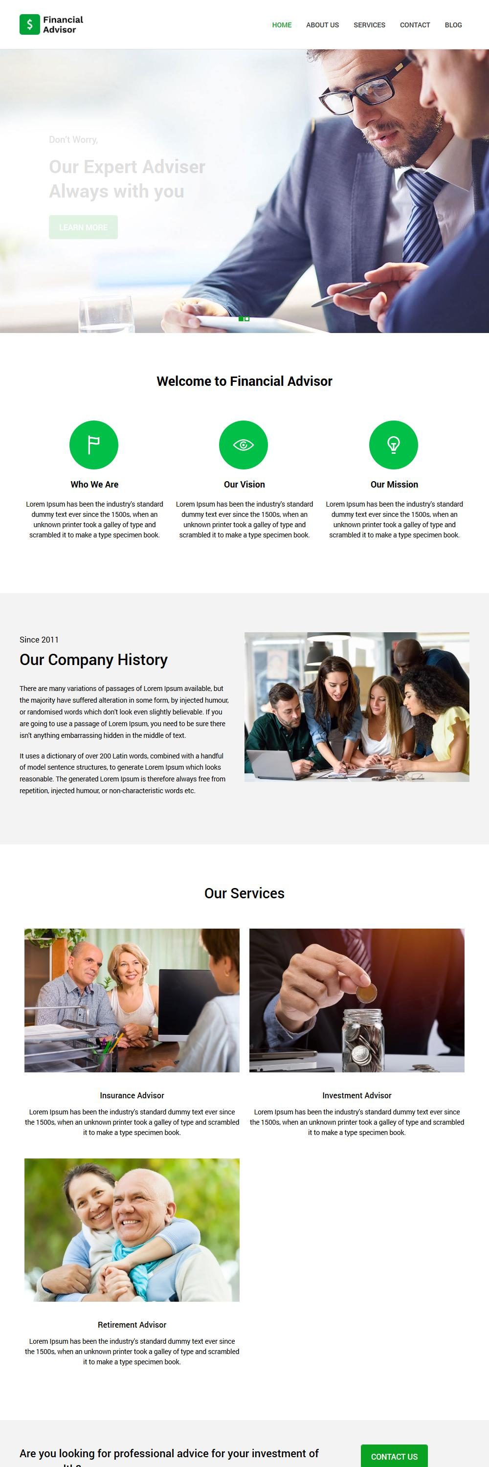 financial advisor blogger template