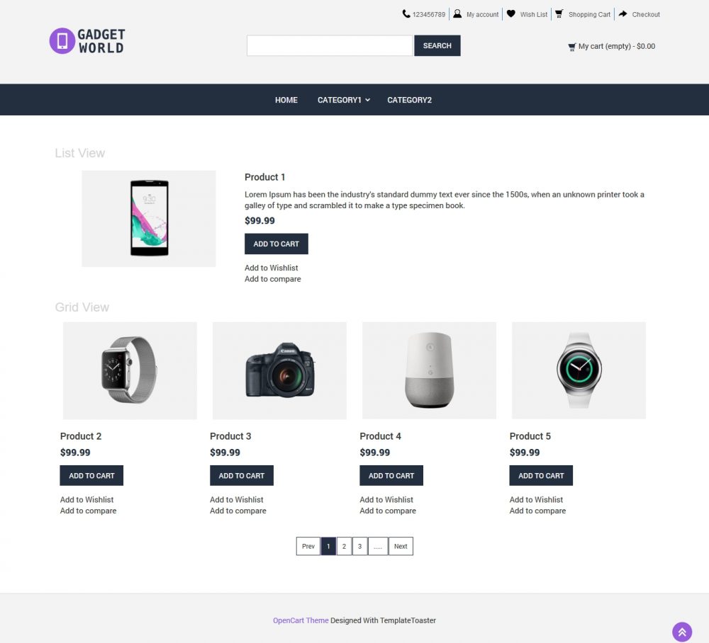 Gadget Shop Opencart Theme