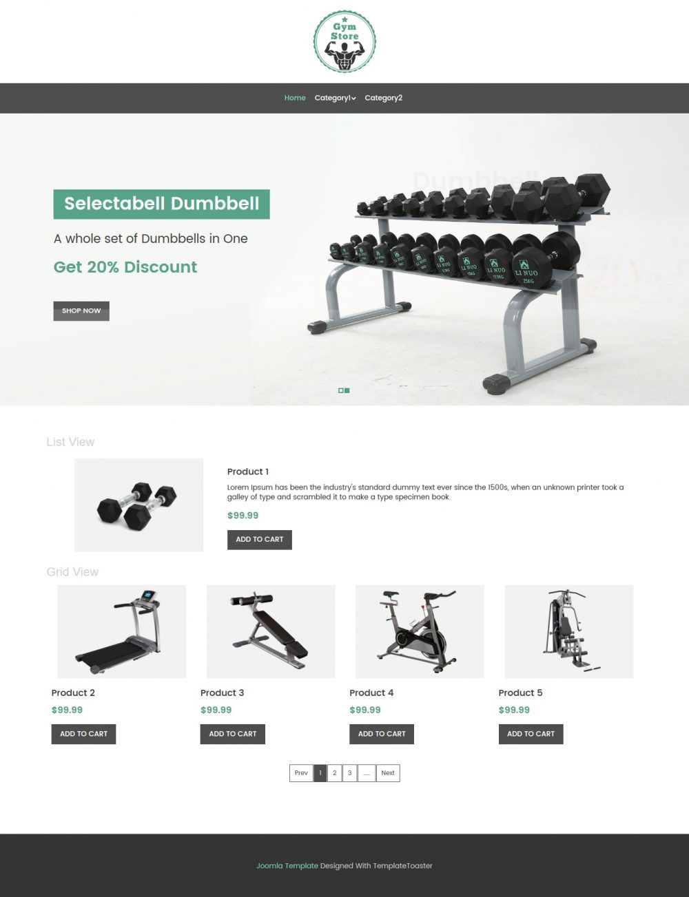 Gym Store Fitness Equipment Shop Virtuemart Template