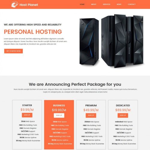 host planet web hosting company blogger template