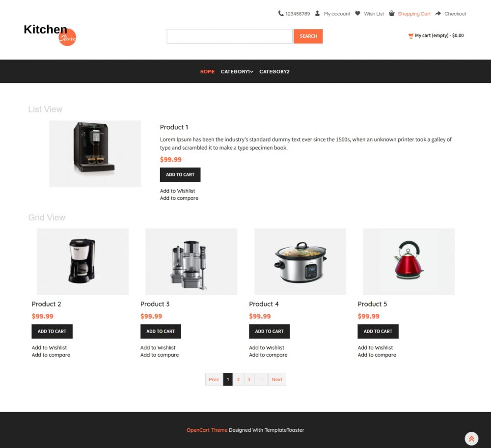 Kitchen Store Opencart Theme