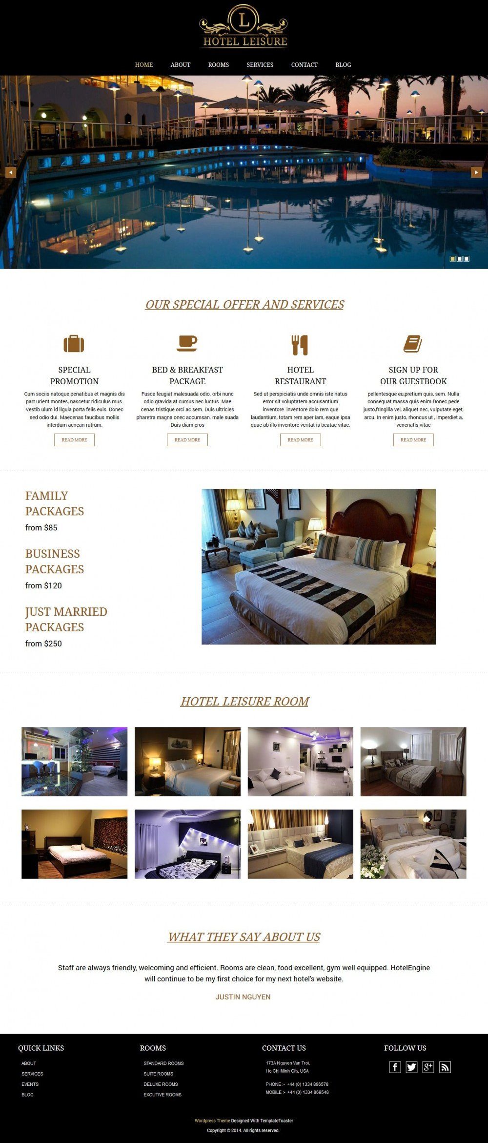leisure hotel restaurant blogger template