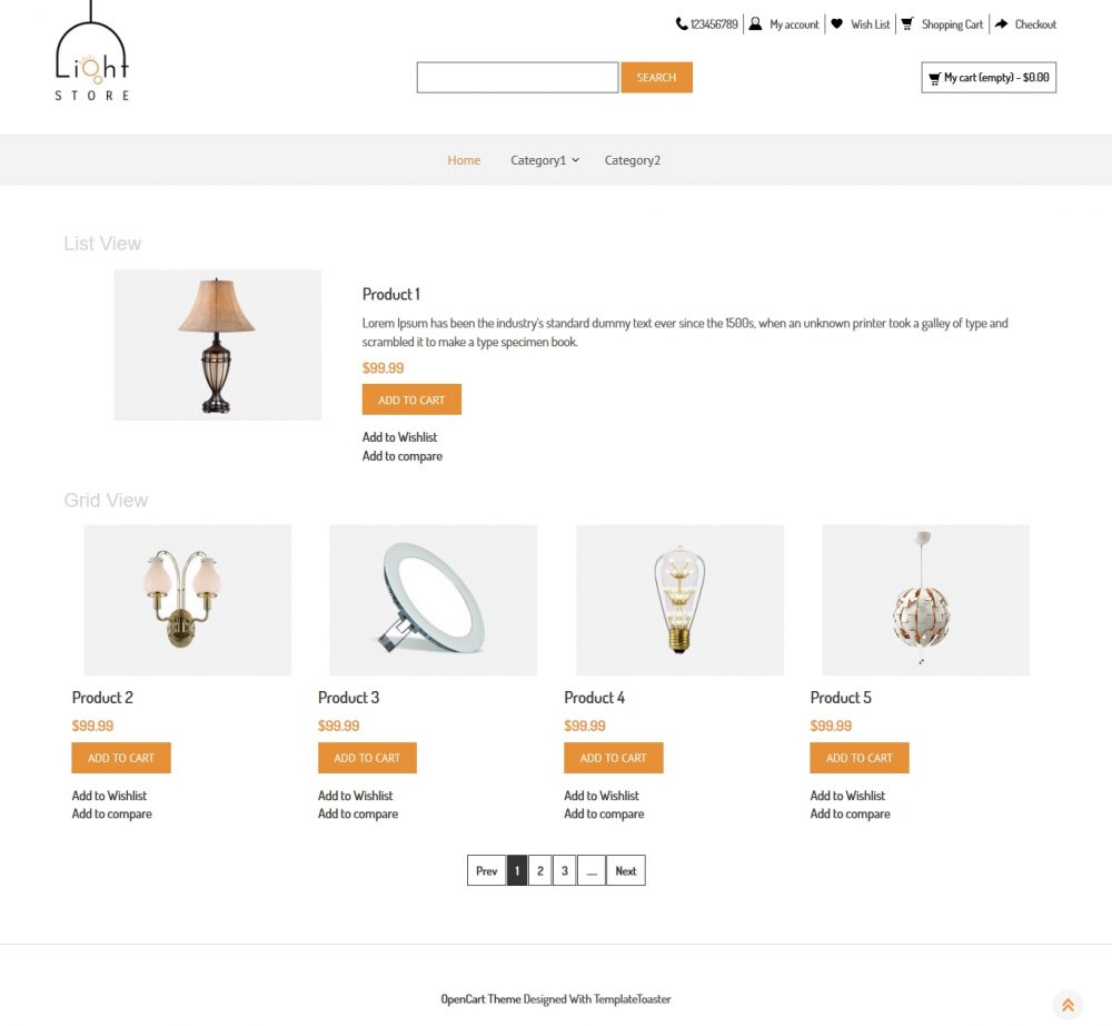 Light Store Opencart Theme