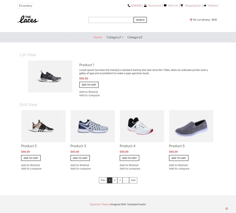 the laces footwear shop opencart theme