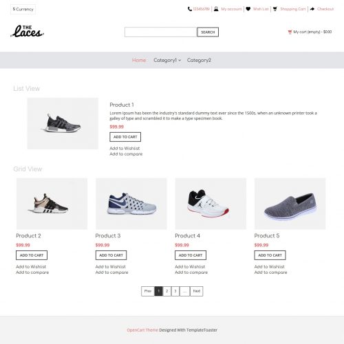 the laces footwear shop opencart theme