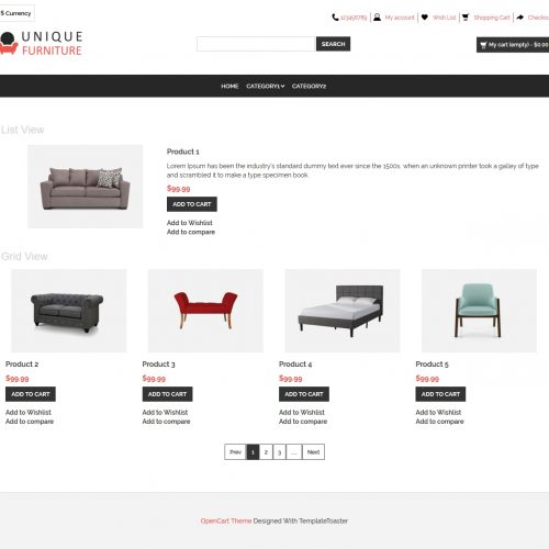 Unique Furniture Shop Opencart Theme