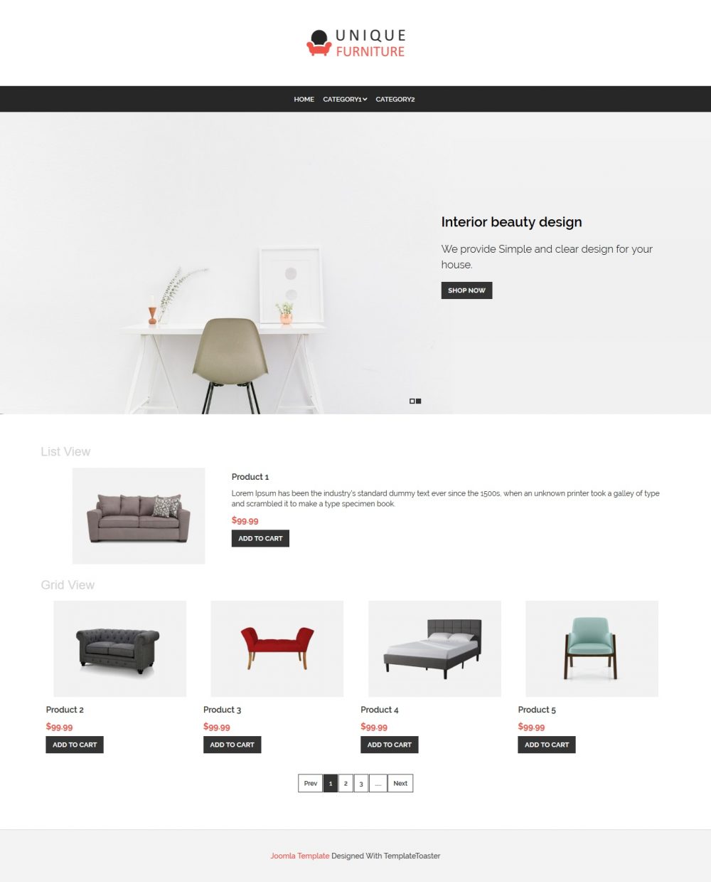 Unique Furniture Shop Virtuemart Template