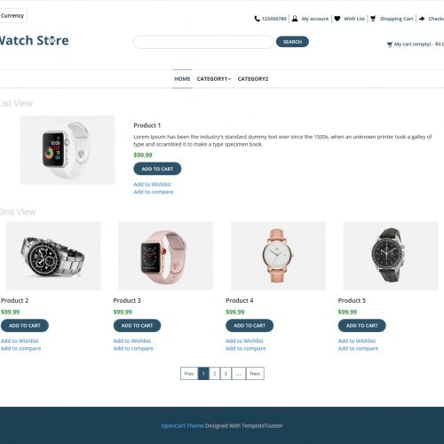 Watch Store Opencart Theme