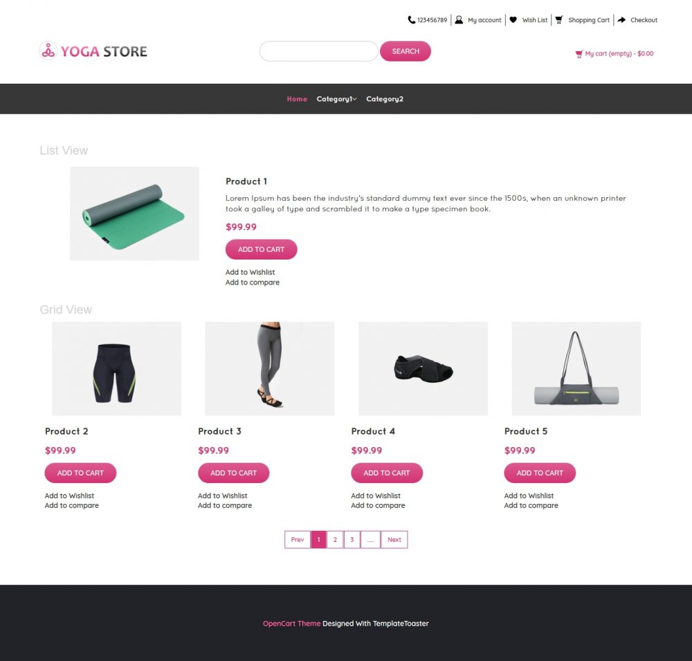 Yoga Store Product Shop Opencart Theme