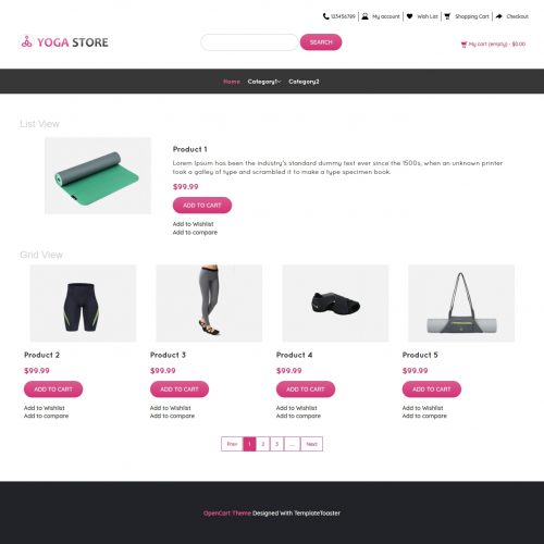 Yoga Store Product Shop Opencart Theme