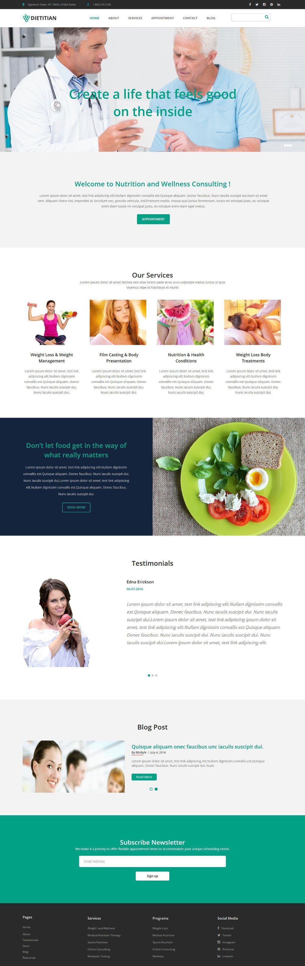 Health and Nutrition WordPress Theme