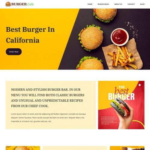 Burger Cafe restaurant joomla template