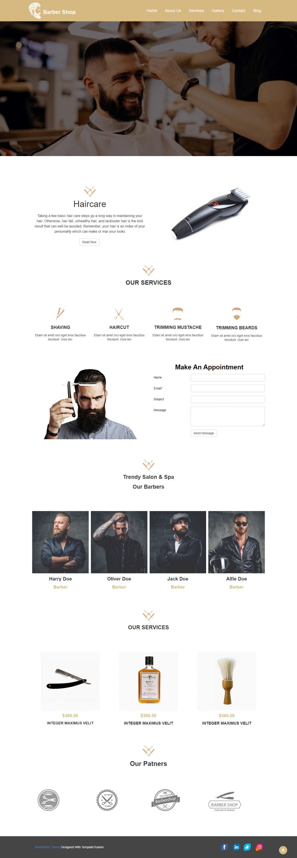 Unique Hair salon And Barber Shop WordPress Theme