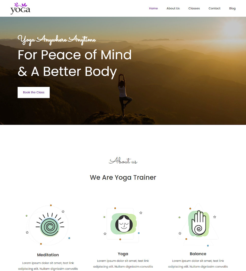 Yoga Trainer - Health Meditation Joomla Template
