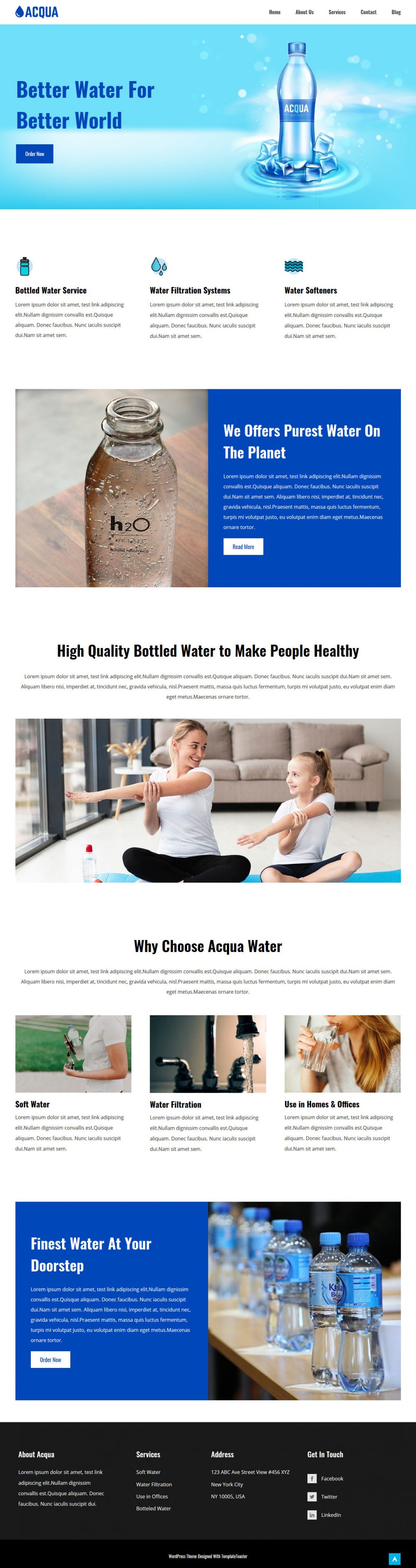 acqua water purifier and delivery wordpress theme