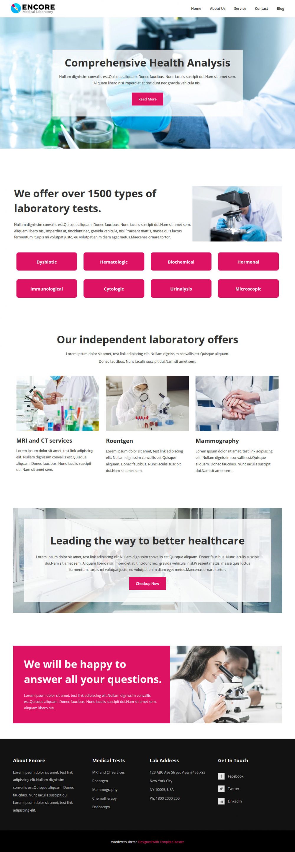 Encore Medical Laboratory WordPress Theme