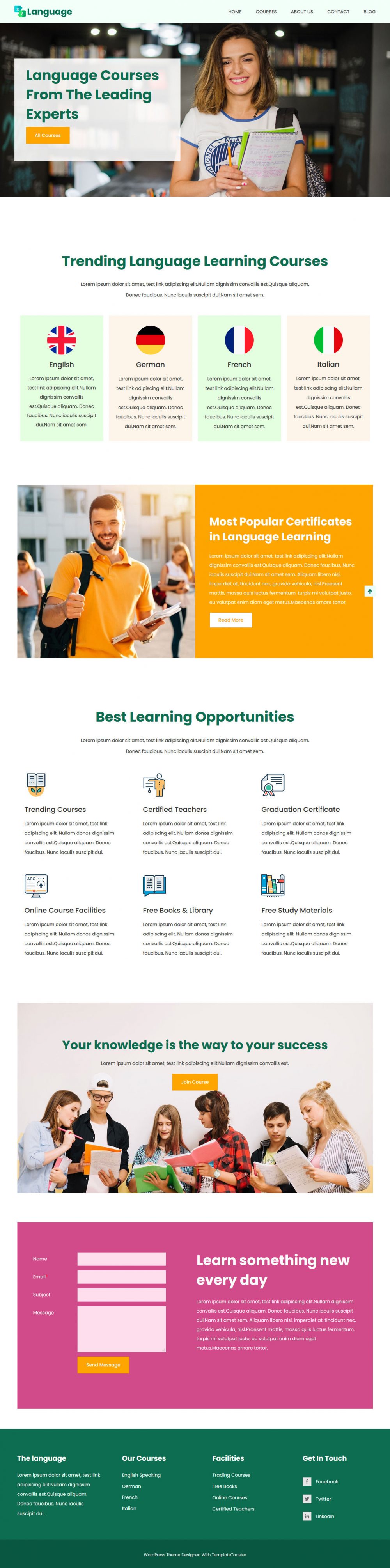 language courses and learning management blogger template