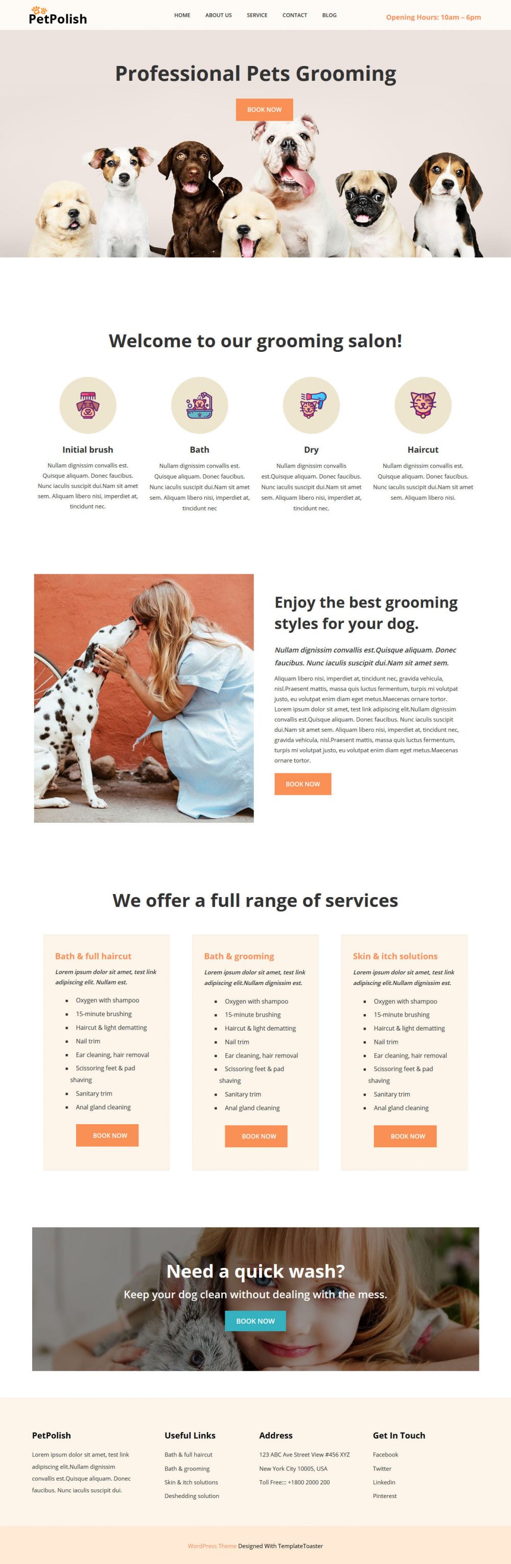 petpolish pet cleaning and care services wordpress theme